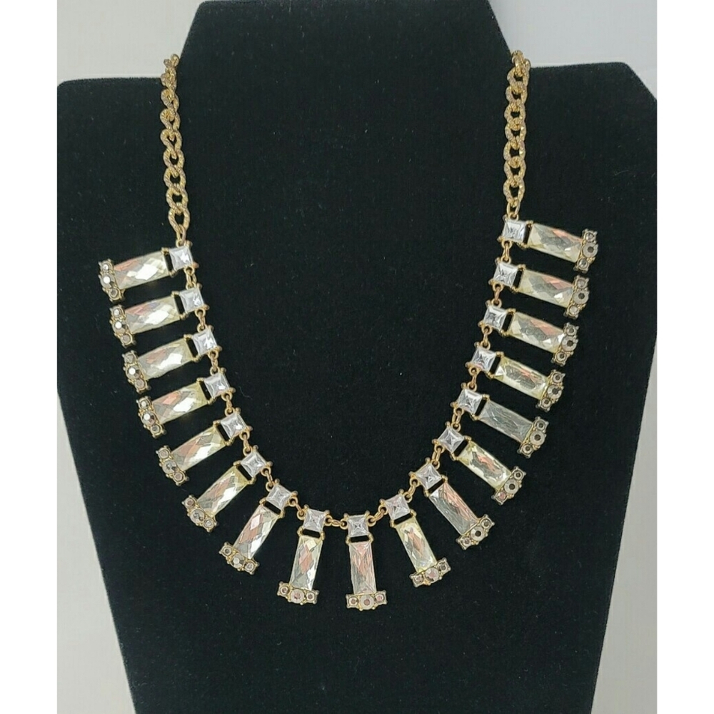 Gold Tone Crystal Statement Necklace